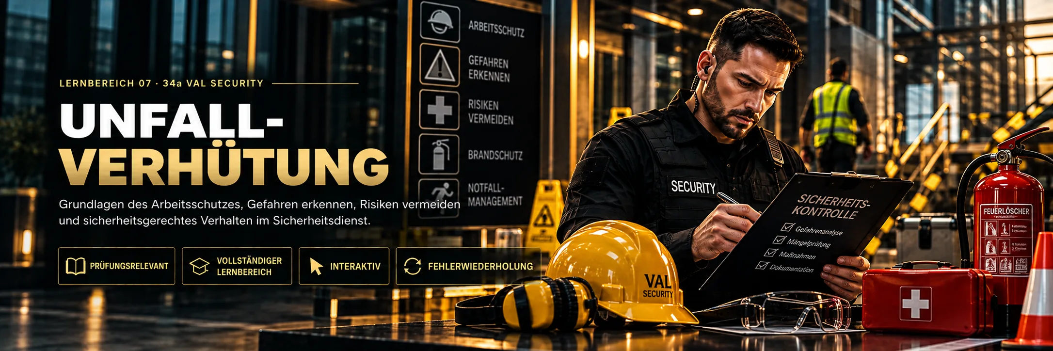 Lernbereich 07 – Unfallverhütung: Arbeitsschutz, Gefahren erkennen, Risiken vermeiden, Brandschutz und Notfallmanagement